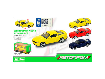Машина мет. АВТОПРОМ 1:43 Ford Mustang GT2 кольор.відкр..двері короб. 14 4344 Машина мет. АВТОПРОМ 1:43 Ford Mustang GT2 кольор.відкр..двері короб. 14 4344