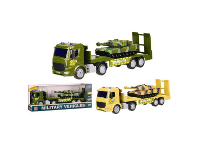 Автовоз з танком інерційний озвучений зі світлом в коробці 2 кольори RJ3 RJ3365 Автовоз з танком інерційний озвучений зі світлом в коробці 2 кольори RJ3 RJ3365