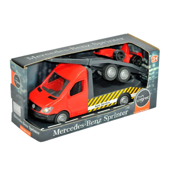 Машинка Tigres Mercedes-Benz Sprinter евакуатор з лафетом червоний 39740
