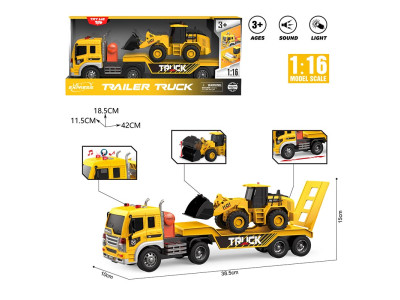 Трейлер-вантажівка з екскаватором зі світлом і звуком WY571P Трейлер-вантажівка з екскаватором зі світлом і звуком WY571P