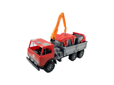 Машинка Оріон Вантажівка X3 з маніпулятором та баками 280_Red-Gray