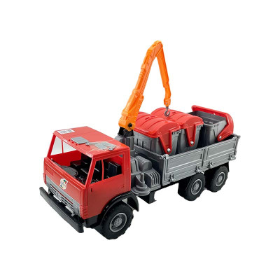 Машинка Оріон Вантажівка X3 з маніпулятором та баками 280_Red-Gray