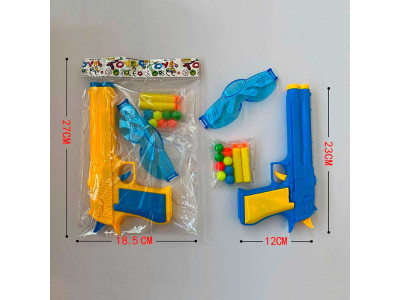 Пістолет 3 поролонові снаряди кульки окуляри пакет 27*185см 233-22 Пістолет 3 поролонові снаряди кульки окуляри пакет 27*185см 233-22