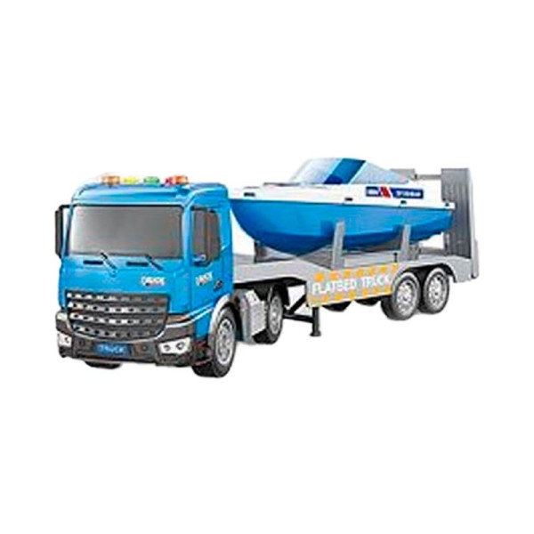 Автовоз з катером інерційний зі звуком і світлом RJ6871_Blue Автовоз з катером інерційний зі звуком і світлом RJ6871_Blue