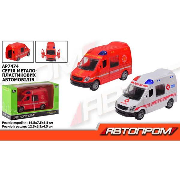 Машинка Автопром Швидка допомога зі світлом і звуком AP7474 Машинка Автопром Швидка допомога зі світлом і звуком AP7474