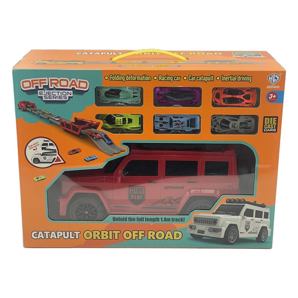 Машинка з трампліном металева 8902_Red