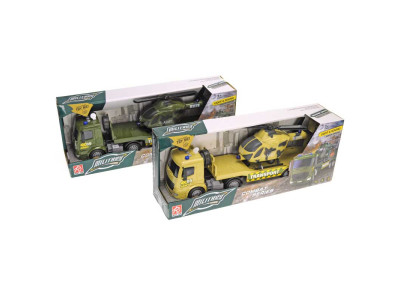 Автовоз військовий з вертольотом інерційний озвучений зі світлом 2кольор RJ3398 Автовоз військовий з вертольотом інерційний озвучений зі світлом 2кольор RJ3398