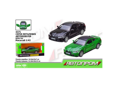 Машина мет АВТОПРОМ 1:42 BMW M4 (G82) 2 кольора двері що відчиняються 4371