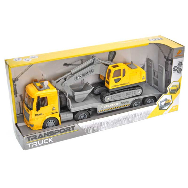 Автовоз з екскаватором інерційний озвучений зі світлом в коробці р.48*12 PY8811A Автовоз з екскаватором інерційний озвучений зі світлом в коробці р.48*12 PY8811A
