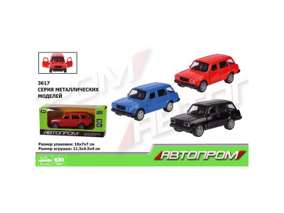 Машина метал 3617 (96шт/4) "АВТОПРОМ" 1:32 3 кольори відкр.двері в кор. 3617 Машина метал 3617 (96шт/4) "АВТОПРОМ" 1:32 3 кольори відкр.двері в кор. 3617