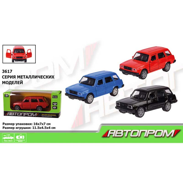 Машина метал 3617 (96шт/4) "АВТОПРОМ" 1:32 3 кольори відкр.двері в кор. 3617 Машина метал 3617 (96шт/4) "АВТОПРОМ" 1:32 3 кольори відкр.двері в кор. 3617