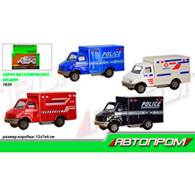 Машина метал 7839 "АВТОПРОМ" 1:50 4 кольори в коробці 12*7*6см 7839