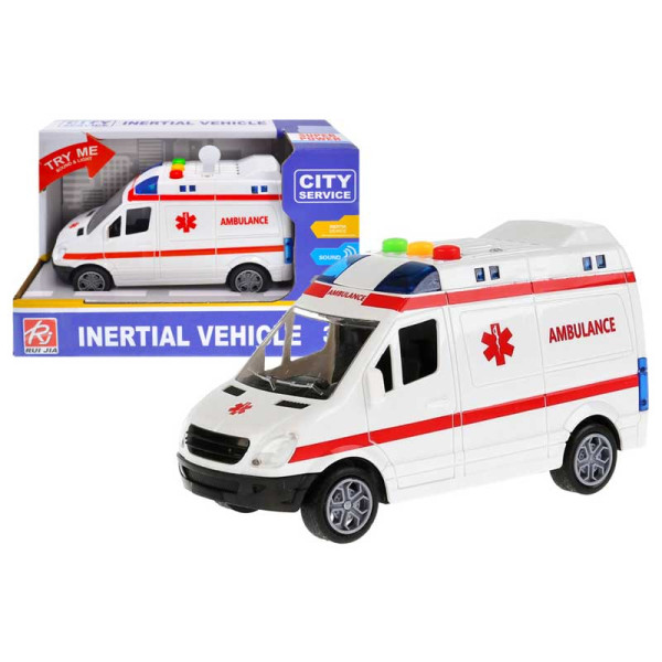 Машина "Швидка допомога" інерційна озвучена зі світлом в коробці RJ6689A RJ6689A Машина "Швидка допомога" інерційна озвучена зі світлом в коробці RJ6689A RJ6689A