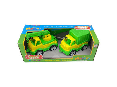 Набір машинок Бамсік кран з сміттєвозом 002/15_Yellow-Green