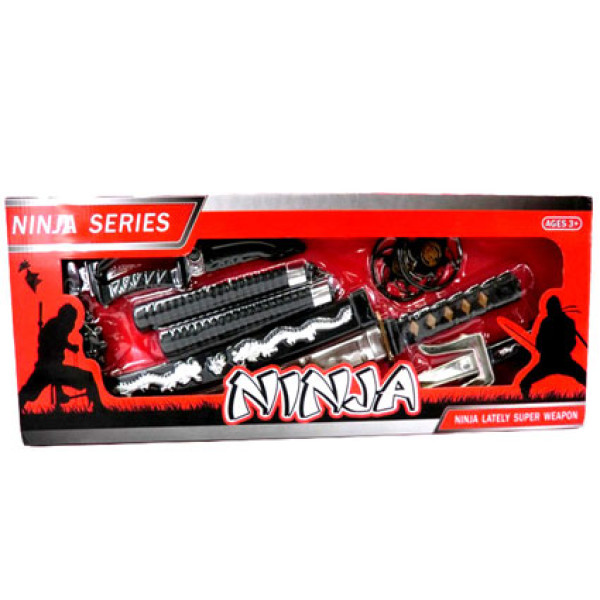 Набір зброї "Ninja" сюрікени нунчаки в коробці RZ1285 Набір зброї "Ninja" сюрікени нунчаки в коробці RZ1285
