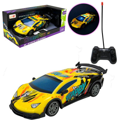 Машинка гоночна на радіокеруванні зі світлом на батарейках 998-3A_Yellow Машинка гоночна на радіокеруванні зі світлом на батарейках 998-3A_Yellow