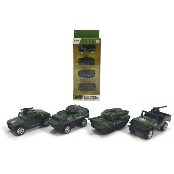 Набір машин металевих інерційних військових в коробці 4шт MB179 р.273*49 MB179 Набір машин металевих інерційних військових в коробці 4шт MB179 р.273*49 MB179