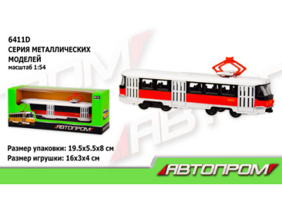 Трамвай PLAY SMART "Автопарк" метал інерційний інерційний 6411D Трамвай PLAY SMART "Автопарк" метал інерційний інерційний 6411D