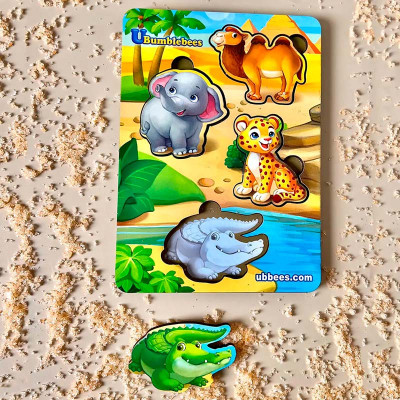 Рамка-вкладач "Тварини Африки - 2" дерев'яна ПСФ060 Рамка-вкладач "Тварини Африки - 2" дерев'яна ПСФ060