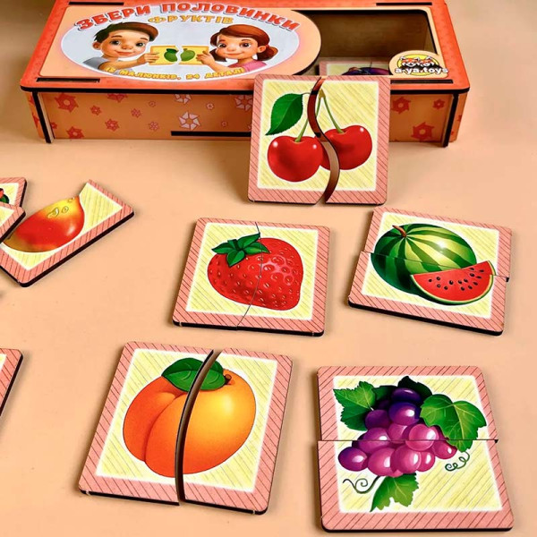 Рамка-вкладка UBEE "Половинки. Фрукти" з дерева ПСФ075