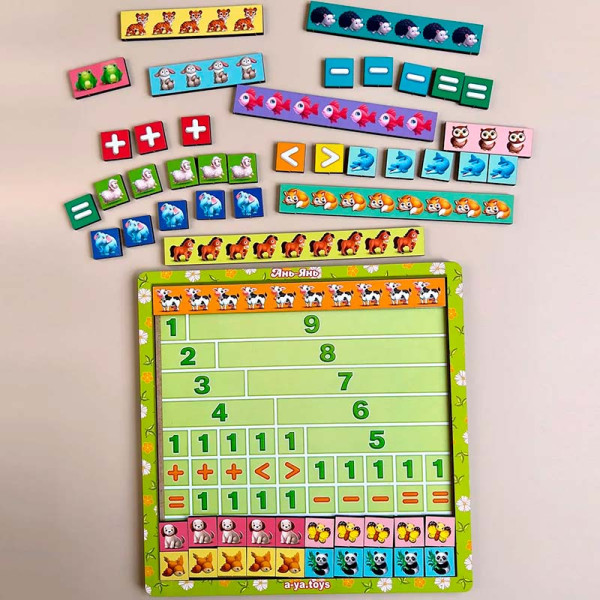 Сортер UBEE "Математичні сходи: Тварини" з дерева ПСФ079