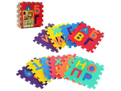 Килимок Мозаїка EVA алфавіт (укр) і цифри (10 деталей) масажний M 2609