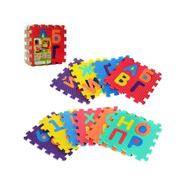 Килимок Мозаїка EVA алфавіт (укр) і цифри (10 деталей) масажний M 2609