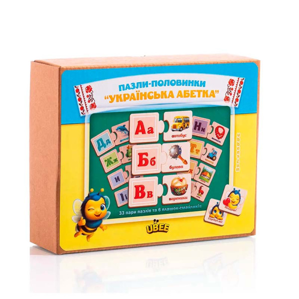 Навчальний пазл знайди пару UBEE "Абетка" з дерева ПСД252