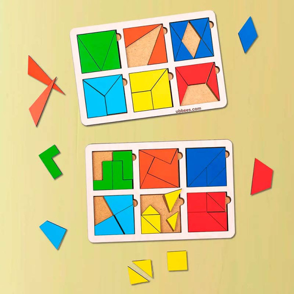 Пазли-вкладки дерев'яні Квадрати Нікітіна 2 рівень ПСД206