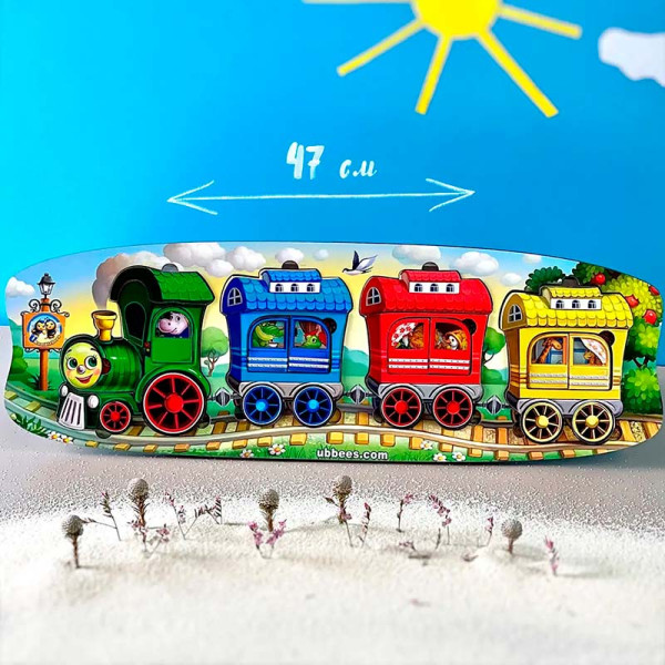 Вкладка-сортер UBEE "Веселий потяг – 3 вагони" дерев'яна ПСФ019