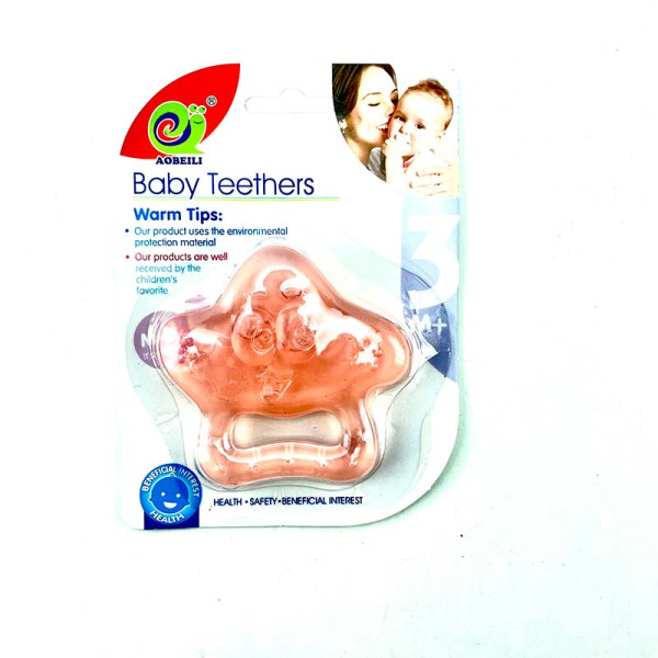 Брязкальце-прорізувач з силікону з рідким наповнювачем B22_Pink