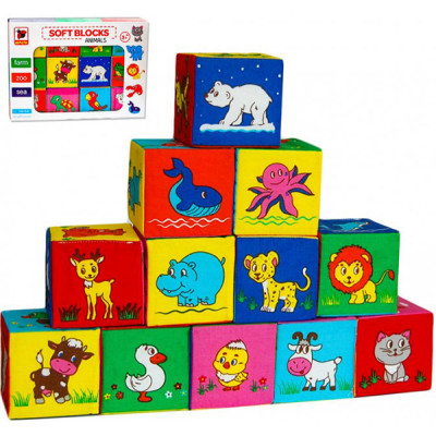 Набір м'яких кубиків із тваринами для дітей МС МС 090601-13