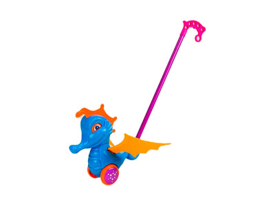 Каталка морський коник з ручкою 8513_Blue