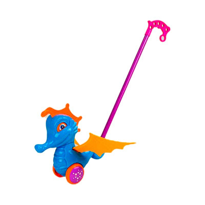 Каталка морський коник з ручкою 8513_Blue