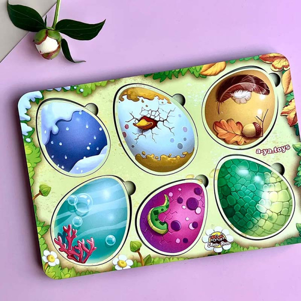 Пазл-сортер UBEE Хто в яйці? з дерева ПСФ085