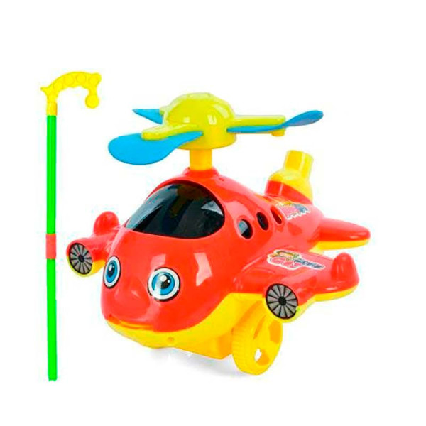 Каталка "Літачок" на паличці зі світлом 9904A_Red-Yellow