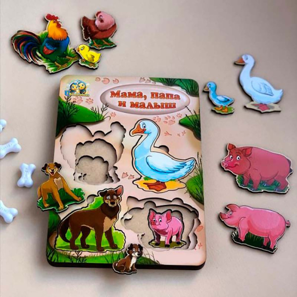 Вкладки UBEE більше або менше: Родина – свійські тварини - 2 дерев'яні ПСФ003