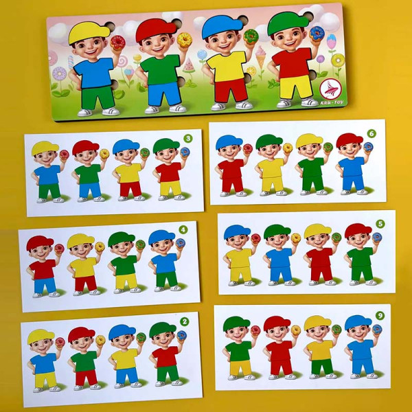 Пазл-сортер UBEE "Хлопчики з пончиками" дерев'яний ПСФ100