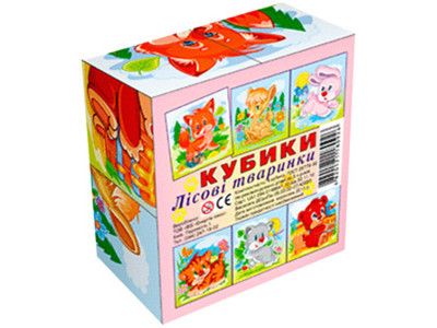 Кубики "Лісові тваринки" (4куб) Ен.0926