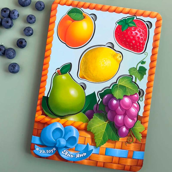 Пазли-вкладки більше чи менше UBEE "Кошик з фруктами - 2" з дерева ПСФ045