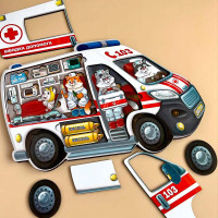 Сортер-головоломка UBEE "Швидка допомога" з дерева ПСФ020