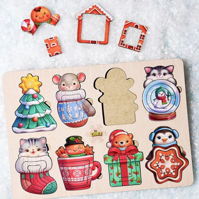 Вкладиш UBEE Новорічні друзяшки з дерева ПСД308 Вкладиш UBEE Новорічні друзяшки з дерева ПСД308