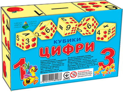 Кубики "Цифри" 6 кубиків рус Эн.0988