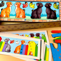 Розвиваюча гра з картками UBEE "Котики за парканом" з дерева ПСФ150