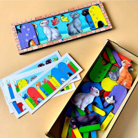 Розвиваюча гра з картками UBEE "Котики за парканом" з дерева ПСФ150