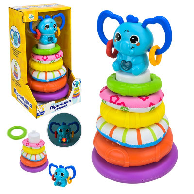 Пірамідка "Сонячний зайчик" музична кільця тканеві та пластикові PL-724-85