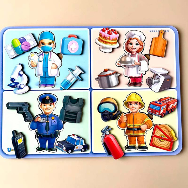 Розвиваючий пазл-вкладка UBEE "Професії" з дерева ПСФ160 Розвиваючий пазл-вкладка UBEE "Професії" з дерева ПСФ160