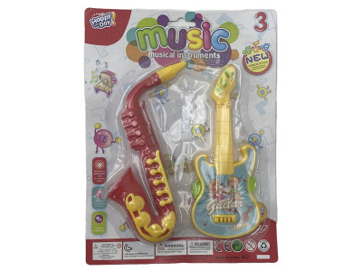 Набір музичних іграшок саксофон і гитара 2Y368-13_Red-Yellow Набір музичних іграшок саксофон і гитара 2Y368-13_Red-Yellow
