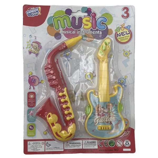 Набір музичних іграшок саксофон і гитара 2Y368-13_Red-Yellow Набір музичних іграшок саксофон і гитара 2Y368-13_Red-Yellow