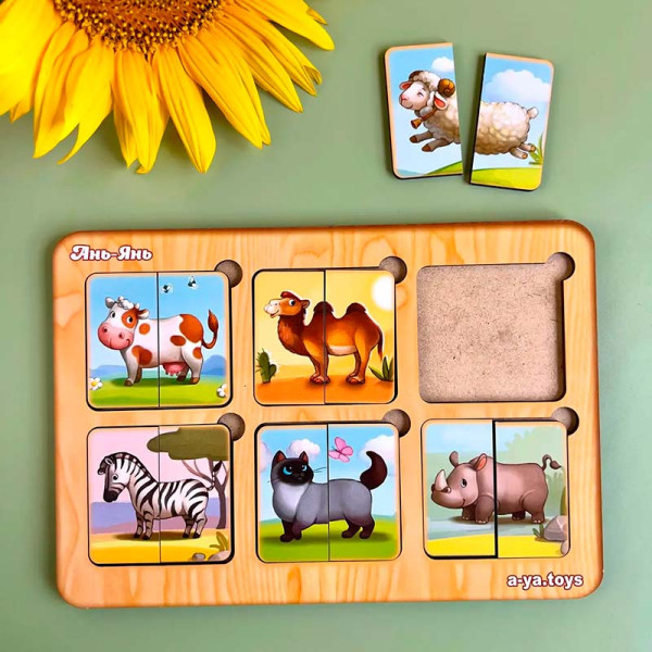 Сортер-пазл UBEE "Дивовижні звірятка" з дерева ПСФ090